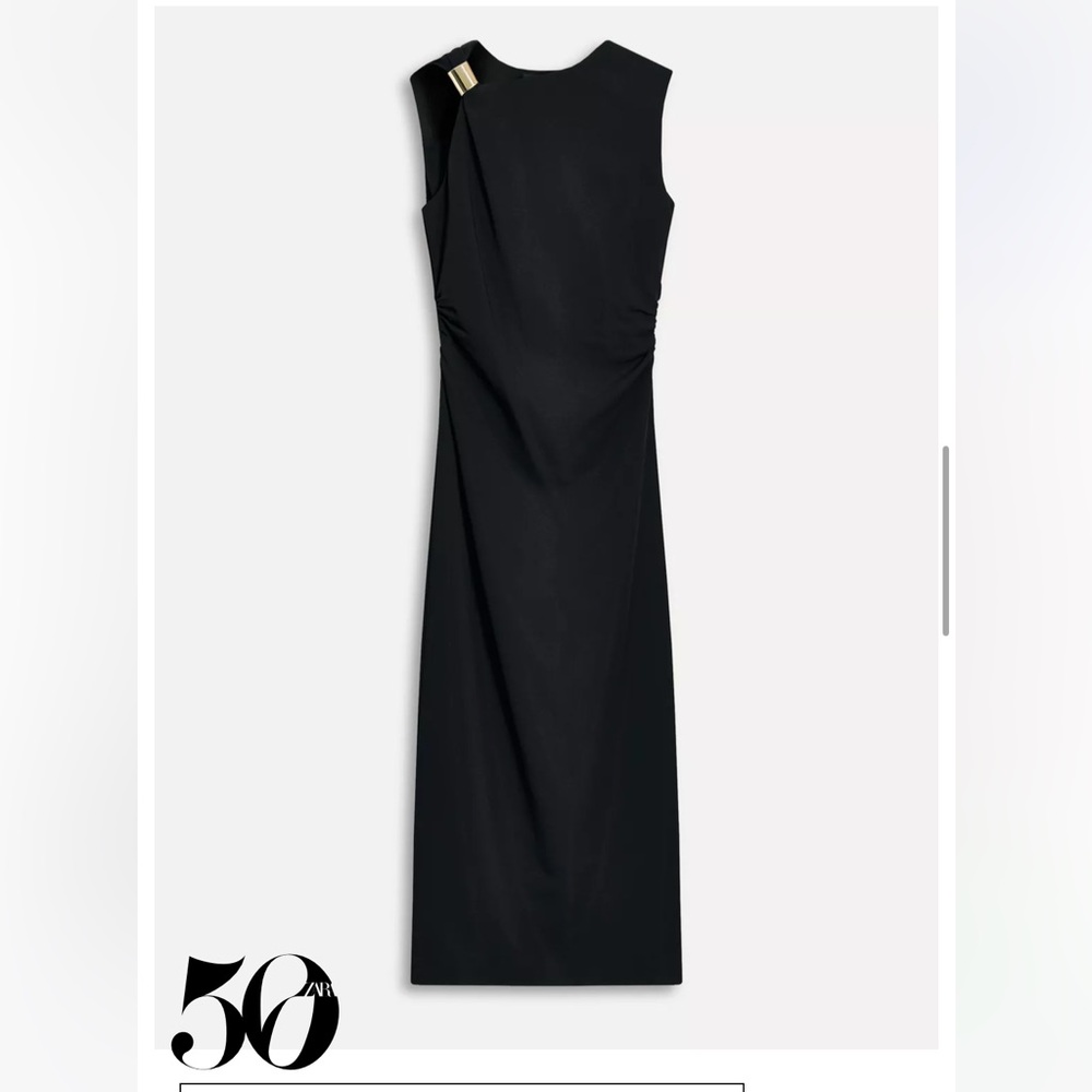 Zara NWT asymmetric fitted dress 50th anniversary black 3391/376 - Picture 2 of 10